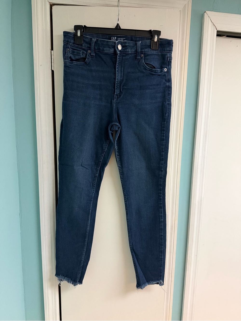 GAP Dark Blue Ankle Slim Jeans with Raw Hem